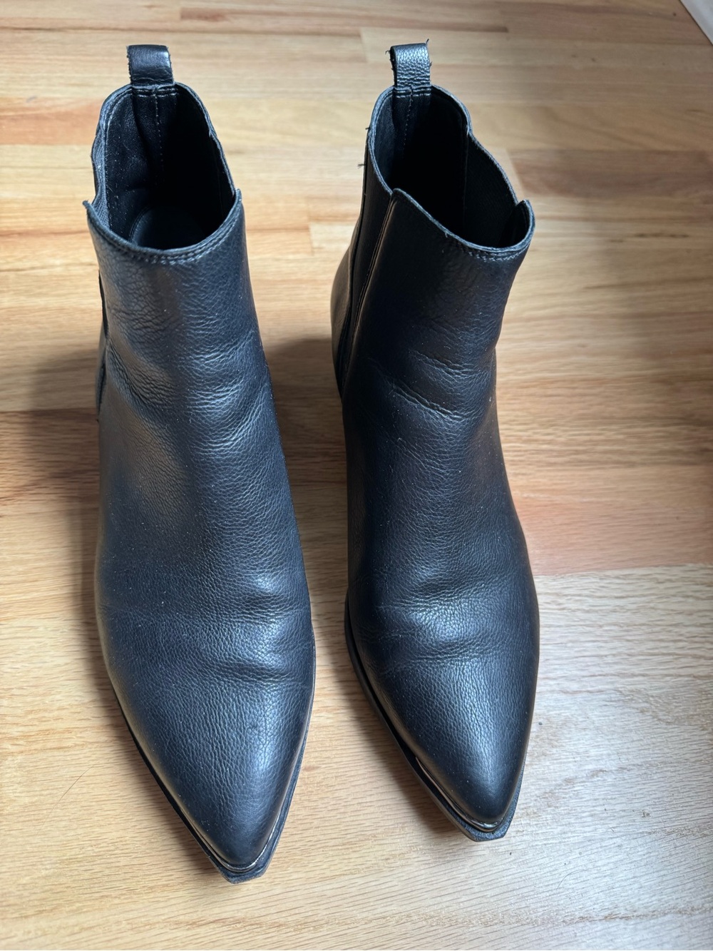 Marc Fisher Black Pointed Toe Leather Ankle Booties